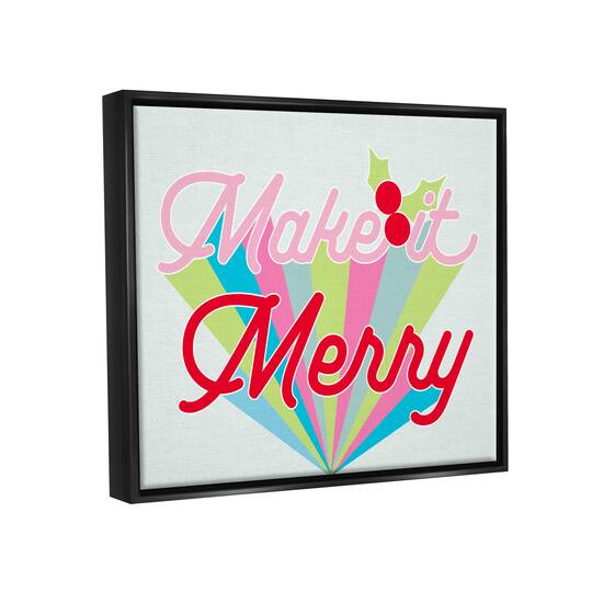 Stupell Industries Make It Merry Bold Christmas Stripes Framed Floater Canvas Wall Art